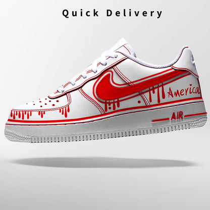 Custom Air Force 1 & Hand-Painted Af1 Shoes - Black White Drip On White Leather, Customized Sneakers, DIY Gift for Sneaker Lovers,Airforce1