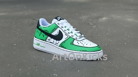 Hand-Painted Custom Air Force 1 Sneakers | Green Cartoon Shoes l Birthday Gift l Graduation Gift