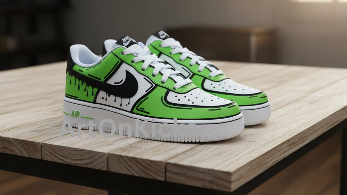 Hand-Painted Custom Air Force 1 Sneakers | Light Green Cartoon Shoes l Birthday Gift l Graduation Gift
