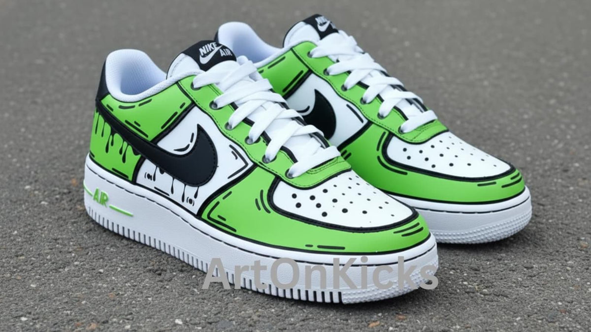Hand-Painted Custom Air Force 1 Sneakers | Light Green Cartoon Shoes l Birthday Gift l Graduation Gift