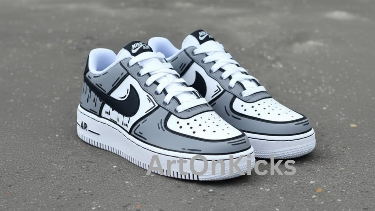 Hand-Painted Custom Air Force 1 Sneakers | Grey Cartoon Shoes l Birthday Gift l Graduation Gift