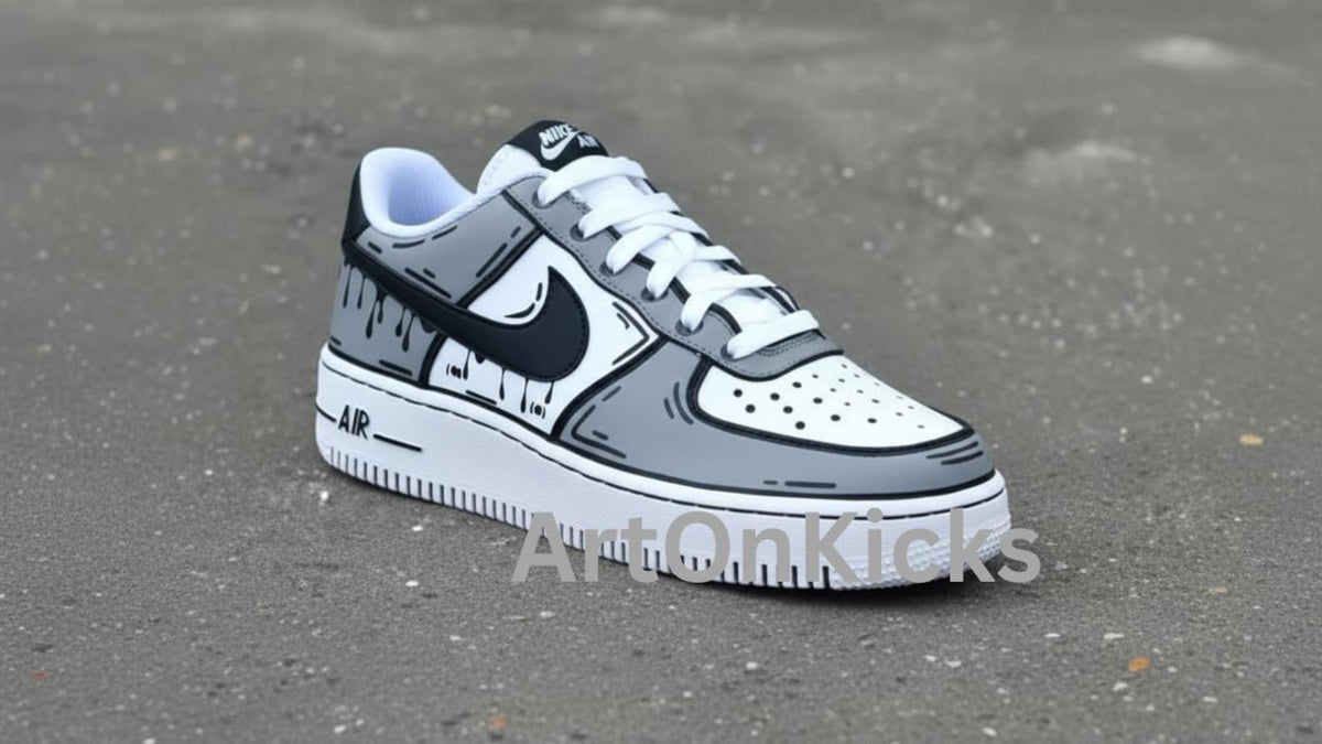 Hand-Painted Custom Air Force 1 Sneakers | Grey Cartoon Shoes l Birthday Gift l Graduation Gift