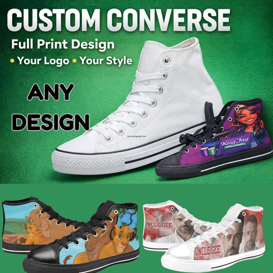 Custom Full Print Converse Sneakers | Your Logo, Cartoon, Photo Designs