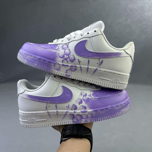 Air Force 1 white purple custom sneakers, handmade