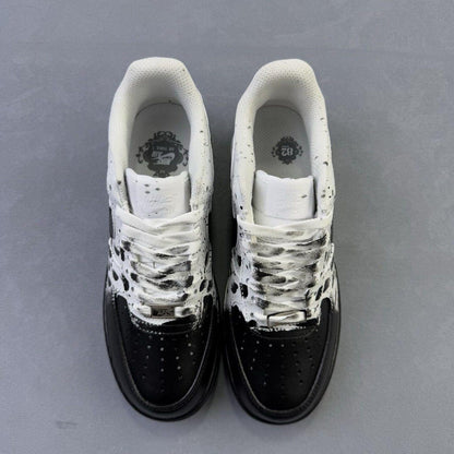 Custom Air Force 1 sneakers in black and white, handmade