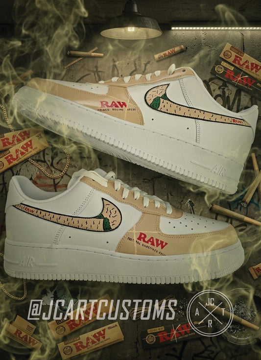 RAW cool Custom Painted shoes Design Smoke green weed, stylish gift brand painted handmade, handcrafted, wear style cream, green, gift funny