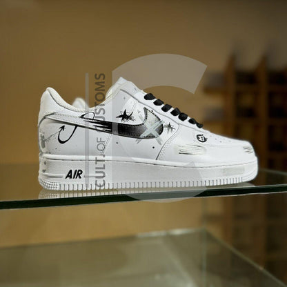 Custom Air force one Handpainted anime style minimalist paint shoe drop  for streetwear lovers