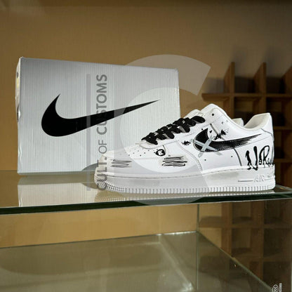 Custom Air force one Handpainted anime style minimalist paint shoe drop  for streetwear lovers