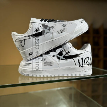 Custom Air force one Handpainted anime style minimalist paint shoe drop  for streetwear lovers