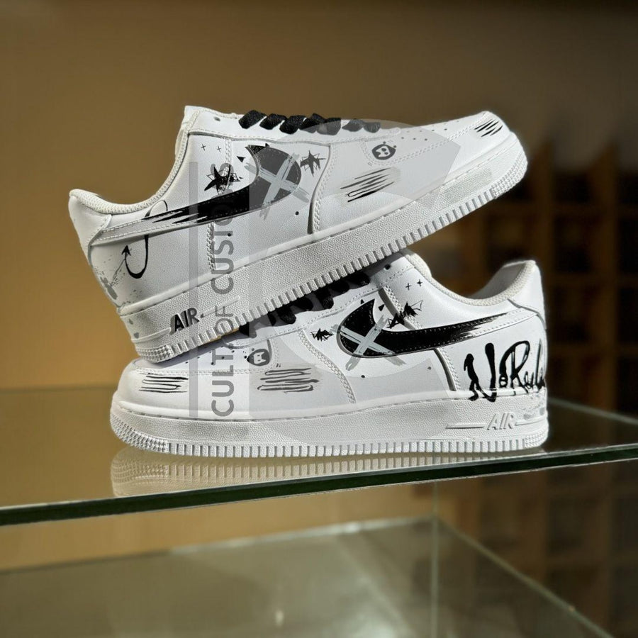 Custom Air force one Handpainted anime style minimalist paint shoe drop  for streetwear lovers