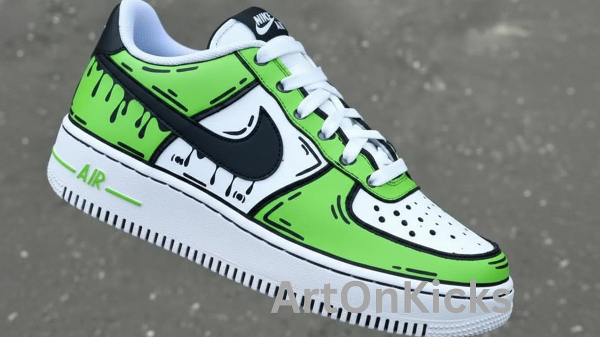 Hand-Painted Custom Air Force 1 Sneakers | Light Green Cartoon Shoes l Birthday Gift l Graduation Gift