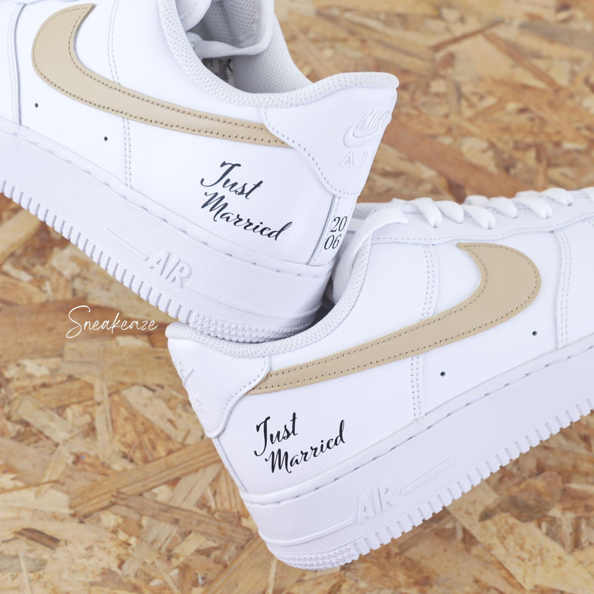 Custom Air Force 1 sneakers for weddings, unisex.