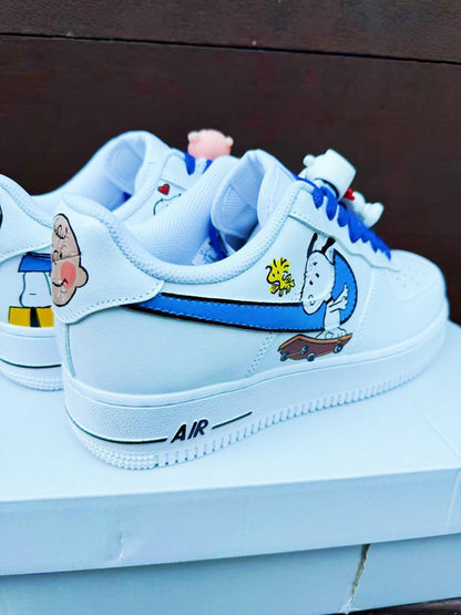 Custom Hand-Painted Air Force 1 Sneakers: Cartoon dog Yellow Bird AF1 white personalized gift design wedding fashion trainers  shoes
