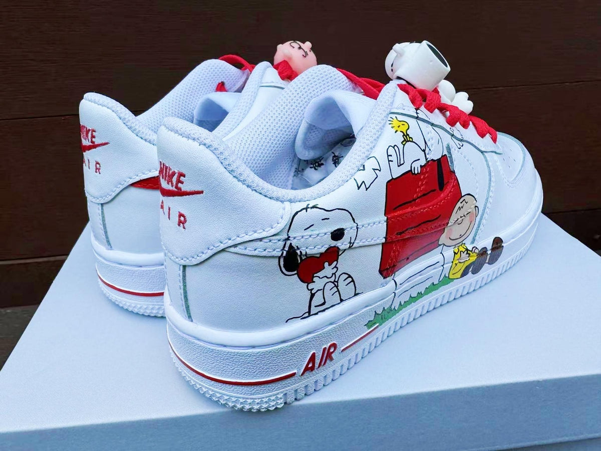 Custom Hand-Painted Air Force 1 Sneakers: Cartoon dog Yellow Bird AF1 white personalized gift design wedding fashion trainers  shoes