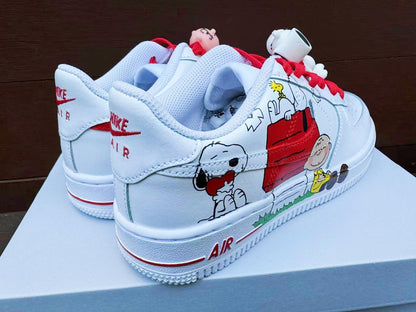 Custom Hand-Painted Air Force 1 Sneakers: Cartoon dog Yellow Bird AF1 white personalized gift design wedding fashion trainers  shoes