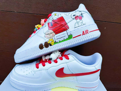 Custom Hand-Painted Air Force 1 Sneakers: Cartoon dog Yellow Bird AF1 white personalized gift design wedding fashion trainers  shoes