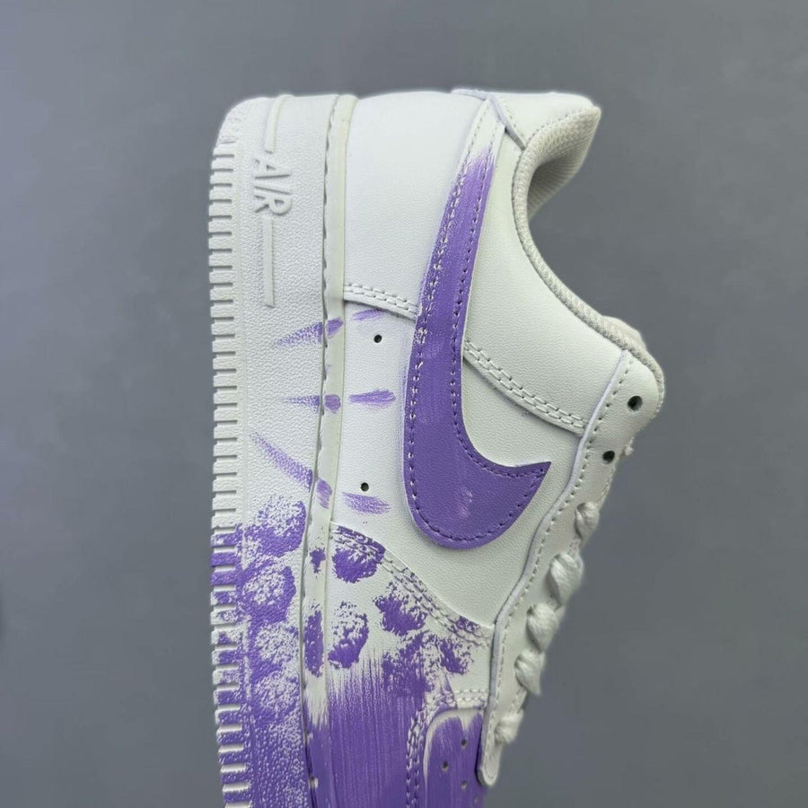 Air Force 1 white purple custom sneakers, handmade