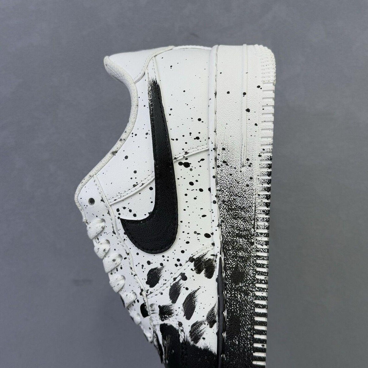 Custom Air Force 1 sneakers in black and white, handmade