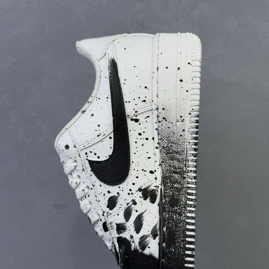 Custom Air Force 1 sneakers in black and white, handmade