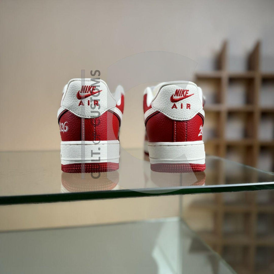 Custom Air forces 1 new year gift red 2026 horse design Handpainted sneakers for y2k streetwear fans