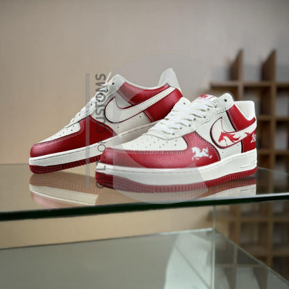 Custom Air forces 1 new year gift red 2026 horse design Handpainted sneakers for y2k streetwear fans