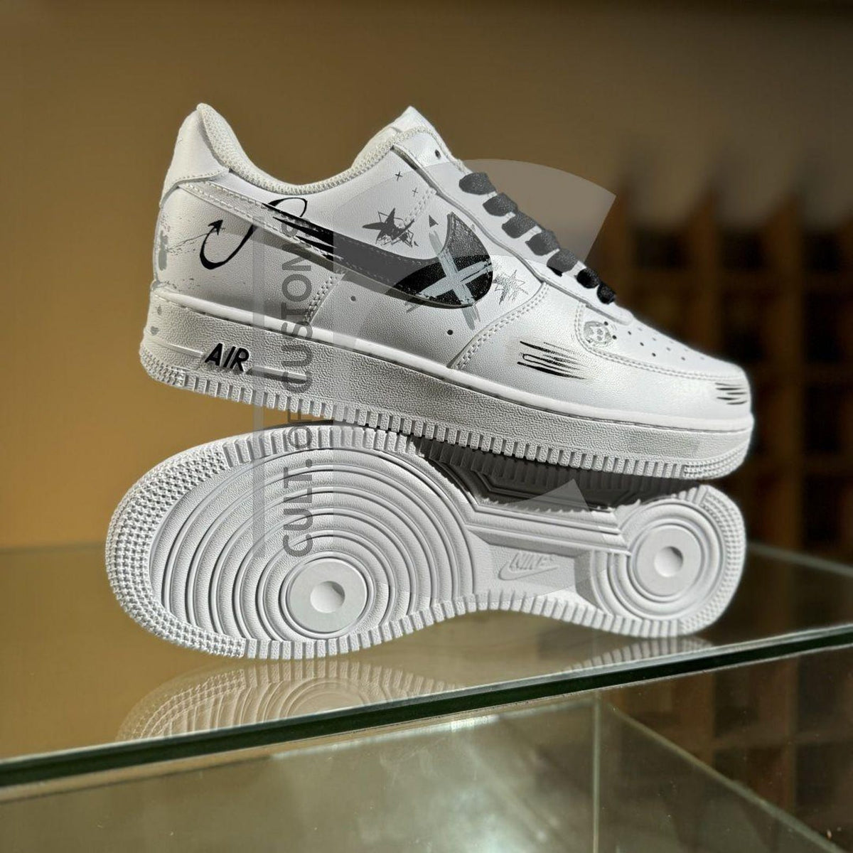 Custom Air force one Handpainted anime style minimalist paint shoe drop  for streetwear lovers