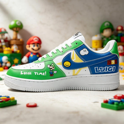 Hand-Painted Mario And Luigi Sneakers, Custom Gamer Shoes Footwear, Personalized Gift for Him/Her