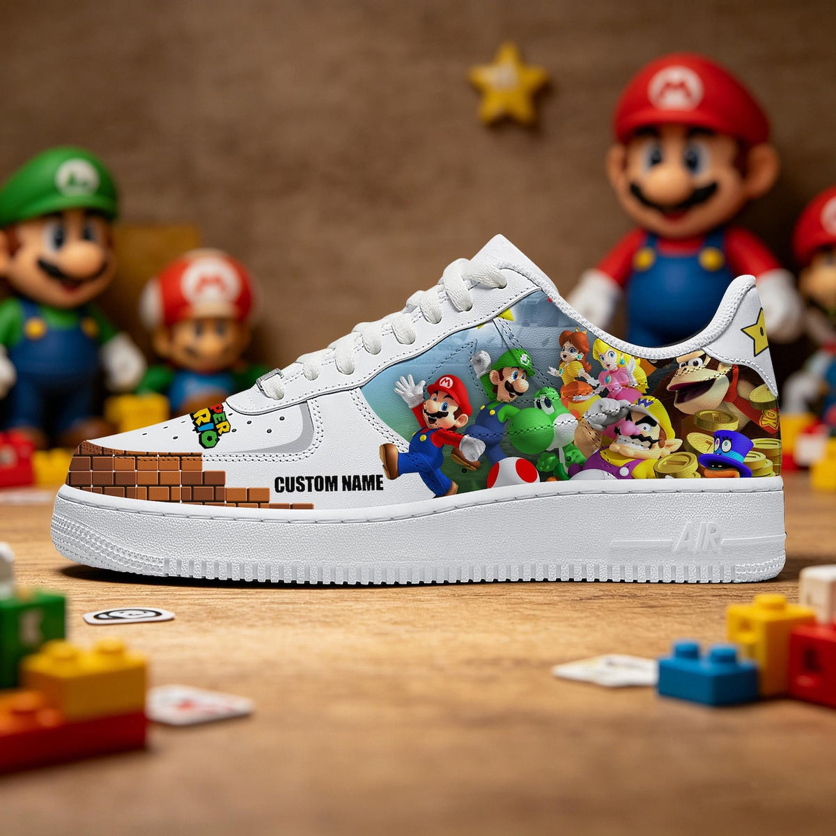 Custom Mario Team Sneakers, Hand-Painted Gamer Shoes, Personalized Footwear Birthday Gift for Him/Her