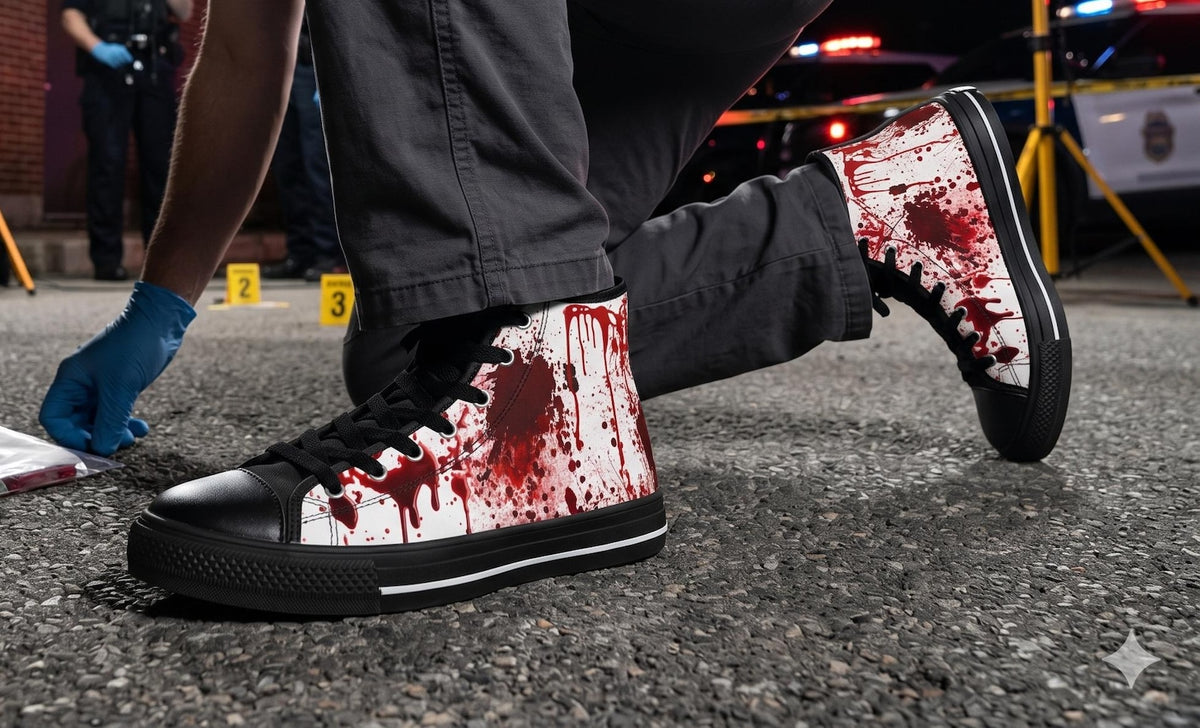 Gothic Horror High Top Sneakers, Gothic Blood Splatter Men's High Tops, Halloween Alt Fashion Gift