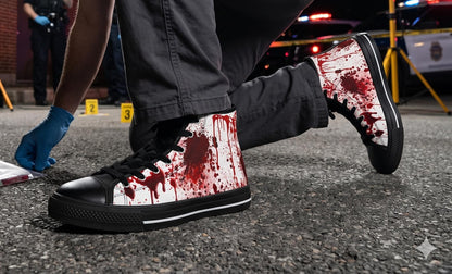 Gothic Horror High Top Sneakers, Gothic Blood Splatter Men's High Tops, Halloween Alt Fashion Gift
