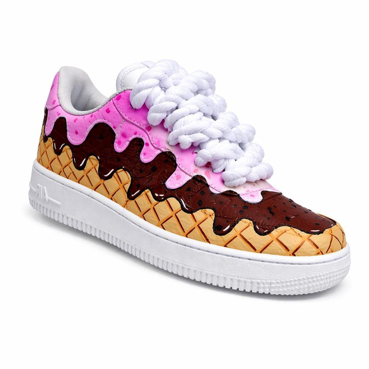 Custom Air Force 1 Ice Cream Sneakers | Hand Painted Dessert Shoes | Chocolate Strawberry Drip AF1 | Fun Custom Kicks