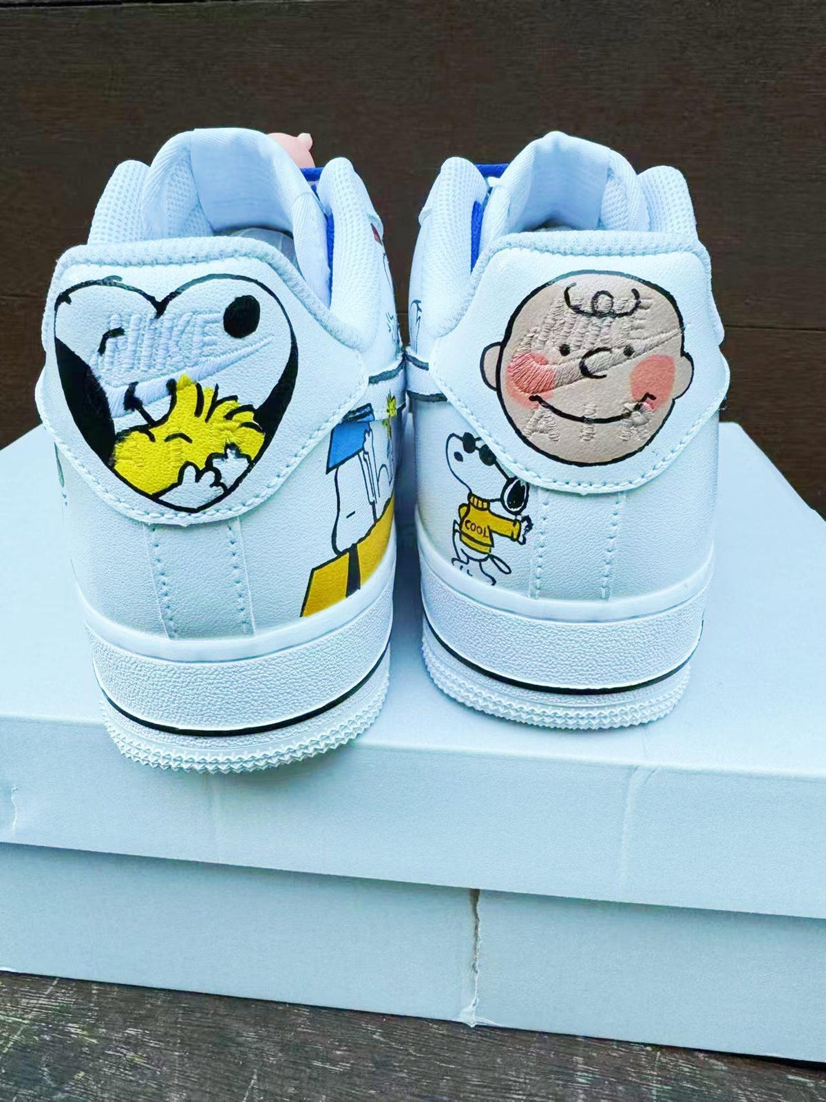 Custom Hand-Painted Air Force 1 Sneakers: Cartoon dog Yellow Bird AF1 white personalized gift design wedding fashion trainers  shoes
