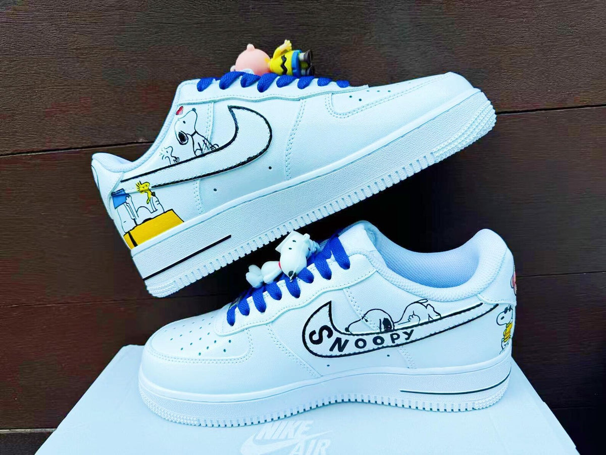 Custom Hand-Painted Air Force 1 Sneakers: Cartoon dog Yellow Bird AF1 white personalized gift design wedding fashion trainers  shoes