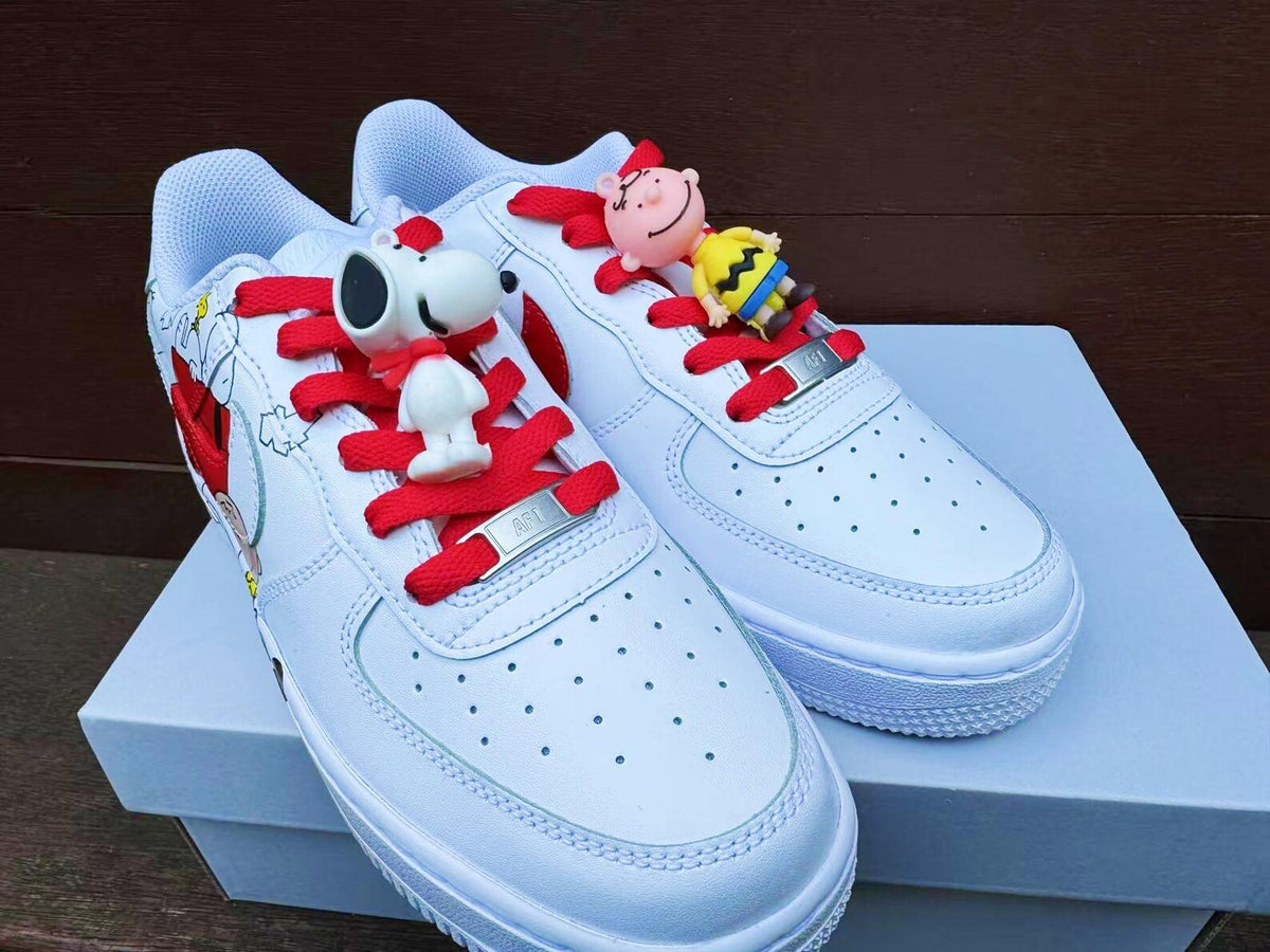 Custom Hand-Painted Air Force 1 Sneakers: Cartoon dog Yellow Bird AF1 white personalized gift design wedding fashion trainers  shoes