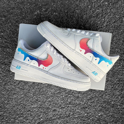 Custom Nike Air Force 1 Color Gradient with Drips and Rhinestones - Custom Sneaker - Hand-Painted Shoes - AF1