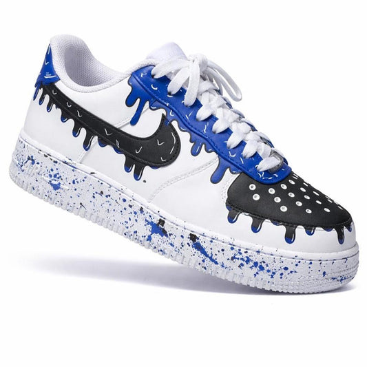 Custom Air Force 1 Drip Shoes - Hand Painted AF1 Blue Sneakers - Unique Streetwear Gift - Made to Order Custom Nikes