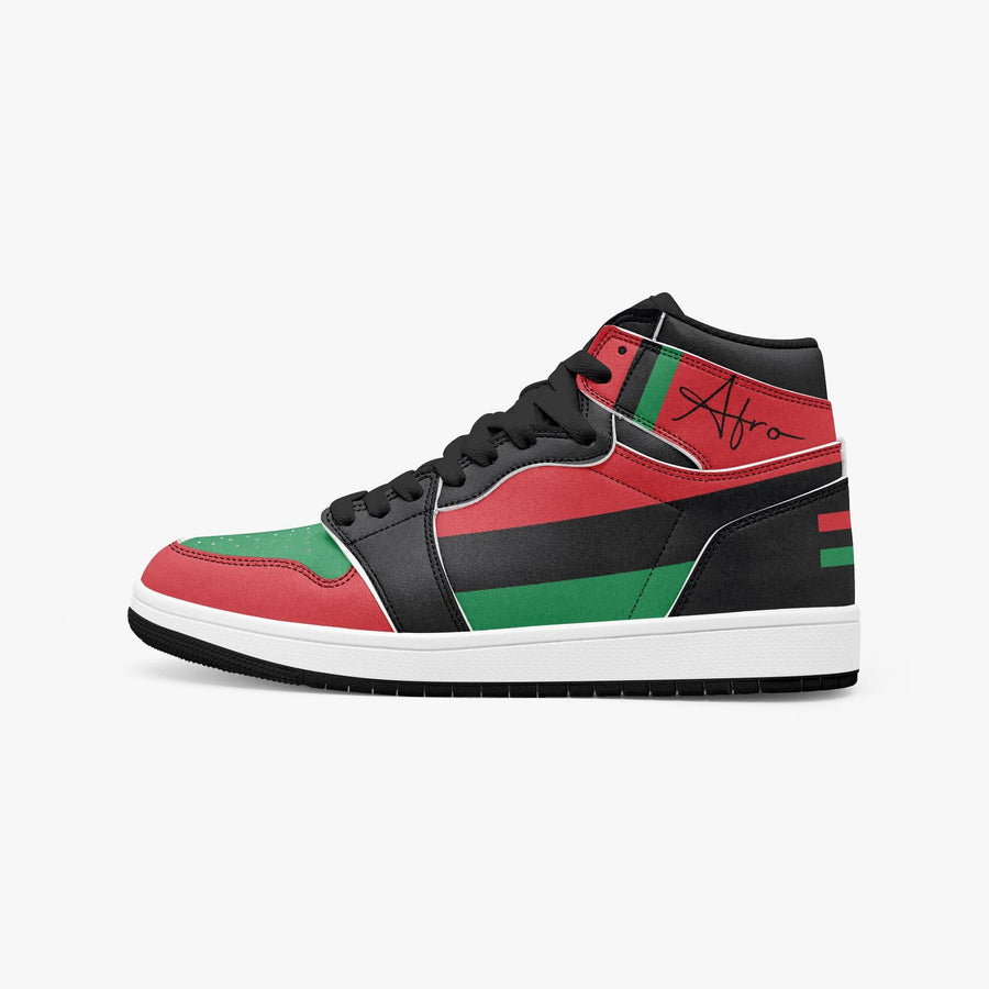 Afro American Flag High-Top Sneakers – Pan-African Red Black Green Streetwear