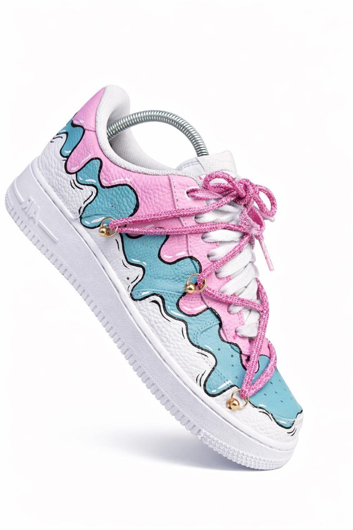 Custom Drip Air Force 1 Pastel Sneakers | Pink Blue Melt AF1 | Aesthetic Streetwear Shoes | Hand Painted Custom Kicks