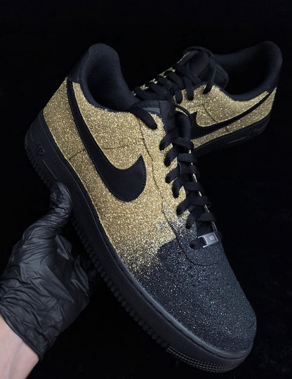 Custom Gold/Black Glitter Air Force 1, Custom Glitter Air Force 1, Custom Air Force 1, Custom Gold Bottom Air Force 1, All Sizes Available