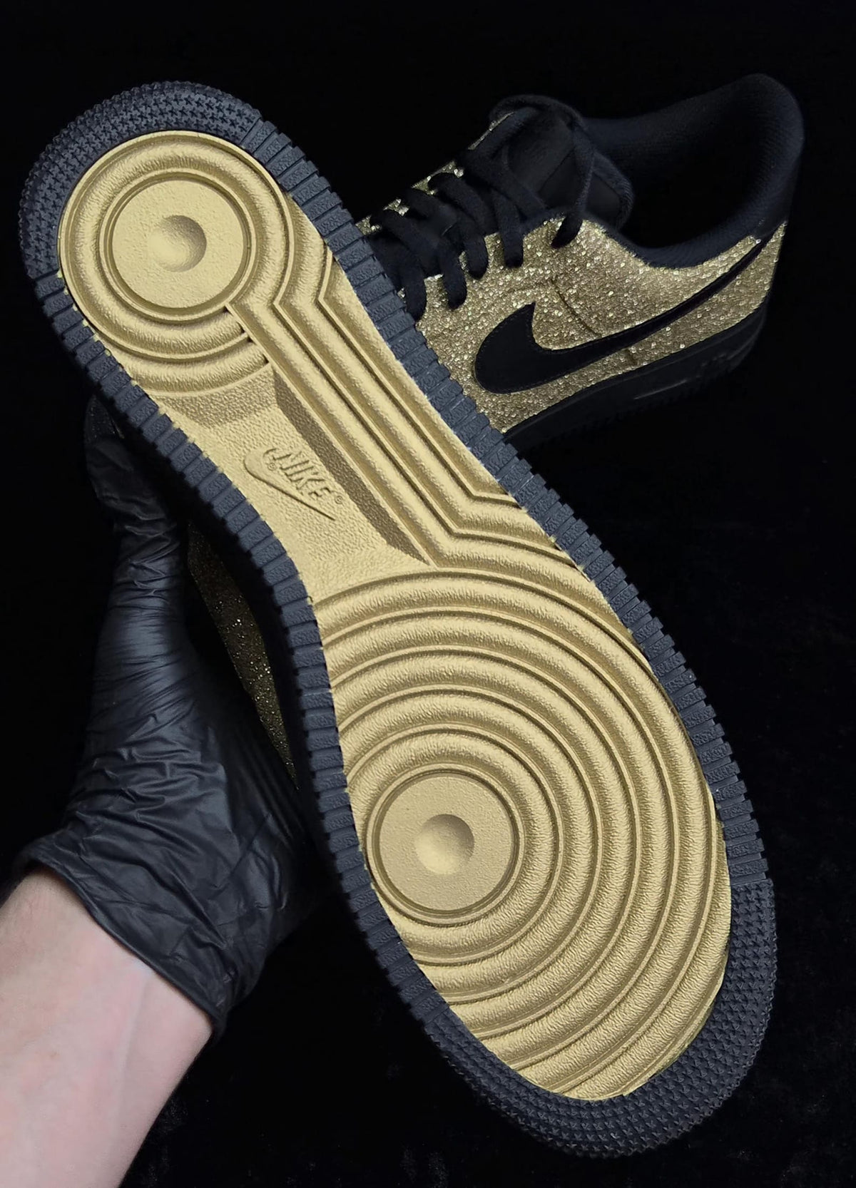Custom Gold/Black Glitter Air Force 1, Custom Glitter Air Force 1, Custom Air Force 1, Custom Gold Bottom Air Force 1, All Sizes Available