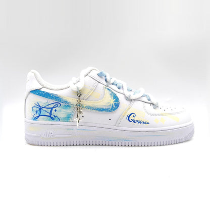Gemini Hand Painted Nike Air Force 1 – Custom Zodiac AF1 Sneakers Astrology Shoes