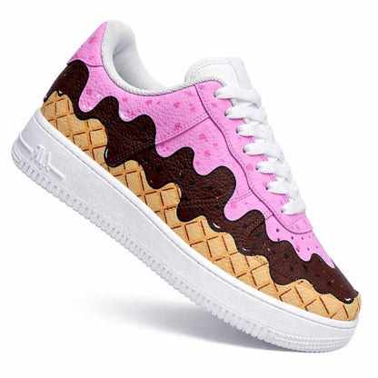 Custom Air Force 1 Ice Cream Sneakers | Hand Painted Dessert Shoes | Chocolate Strawberry Drip AF1 | Fun Custom Kicks