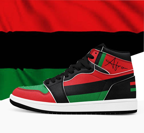 Afro American Flag High-Top Sneakers – Pan-African Red Black Green Streetwear