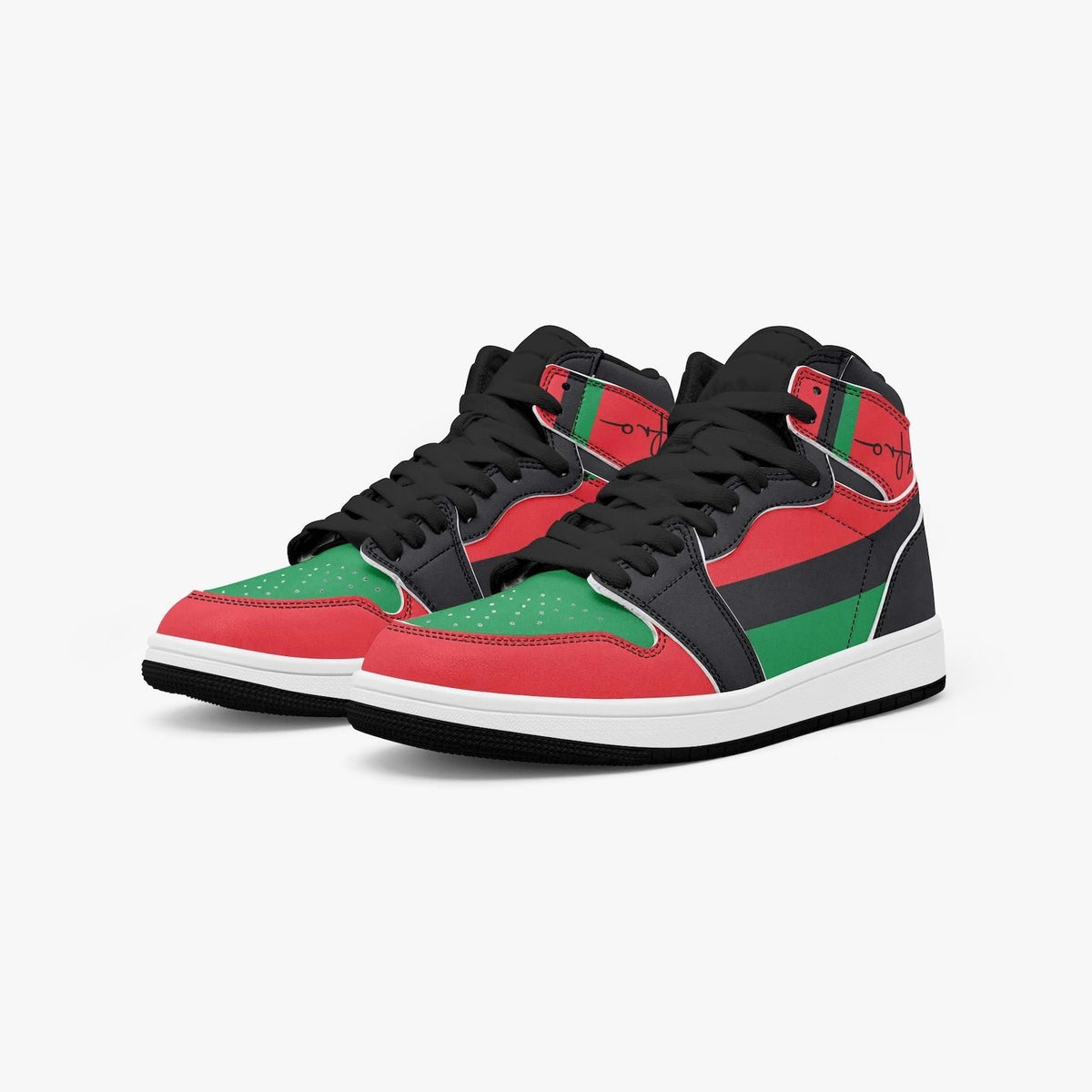 Afro American Flag High-Top Sneakers – Pan-African Red Black Green Streetwear