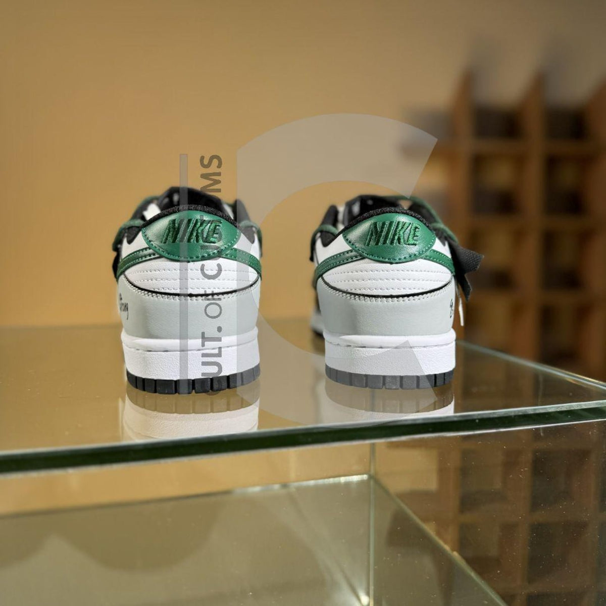 Custom Dunk low Black and Green Handpainted Be Strong message with custom extra rope laces for streetwear lovers