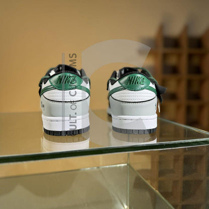 Custom Dunk low Black and Green Handpainted Be Strong message with custom extra rope laces for streetwear lovers