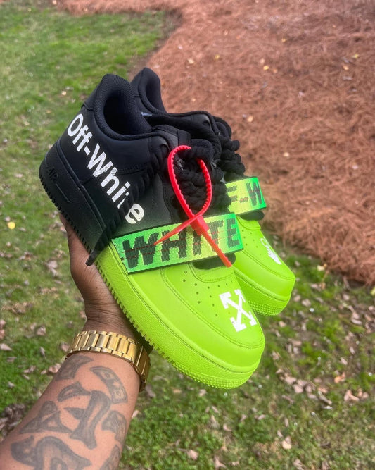 Custom Black & Lime Green OW AF1’s