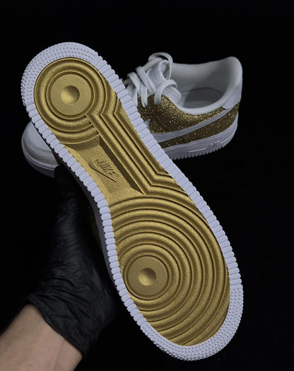 Custom Gold/White Glitter Air Force 1, Custom Glitter Air Force 1, Custom Air Force 1, Custom Gold Bottom Air Force 1, All Sizes Available