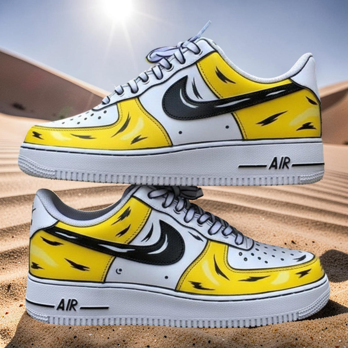 Yellow Comic Custom Cartoon Air Force 1 Sneakers – Hand Painted Streetwear AF1 Shoes