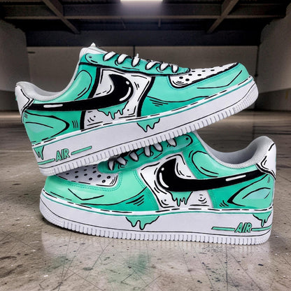 Red Comic Custom Cartoon Air Force 1 Sneakers – Hand Painted Streetwear AF1 Shoes